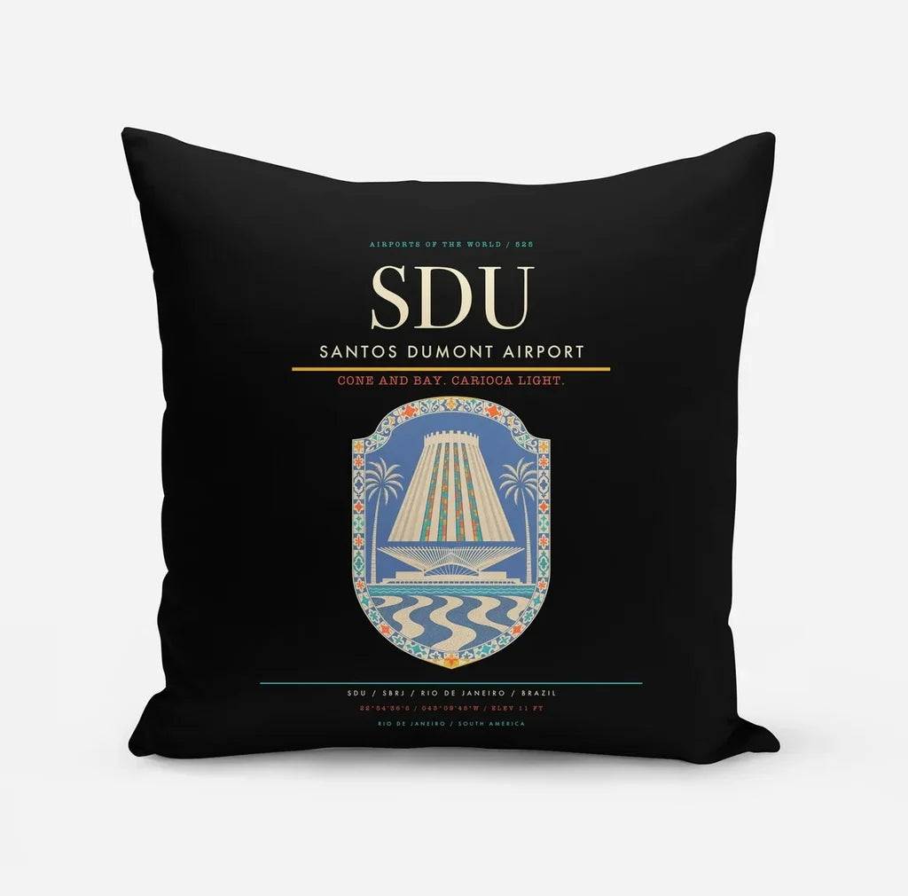 Santos Dumont Airport (SDU) design on black pillow