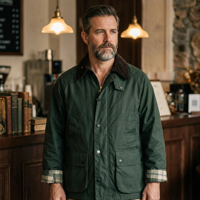 Pilot jacket on model — editorial