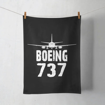 Boeing 737 & Plane aviation design on soft absorbent cotton towel.