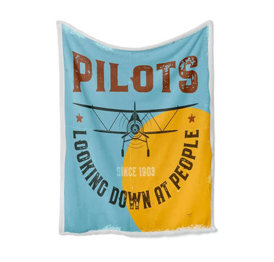 Pilots Looking Down at People Since 1903 Bed Blankets & aviation print on soft fleece blanket.