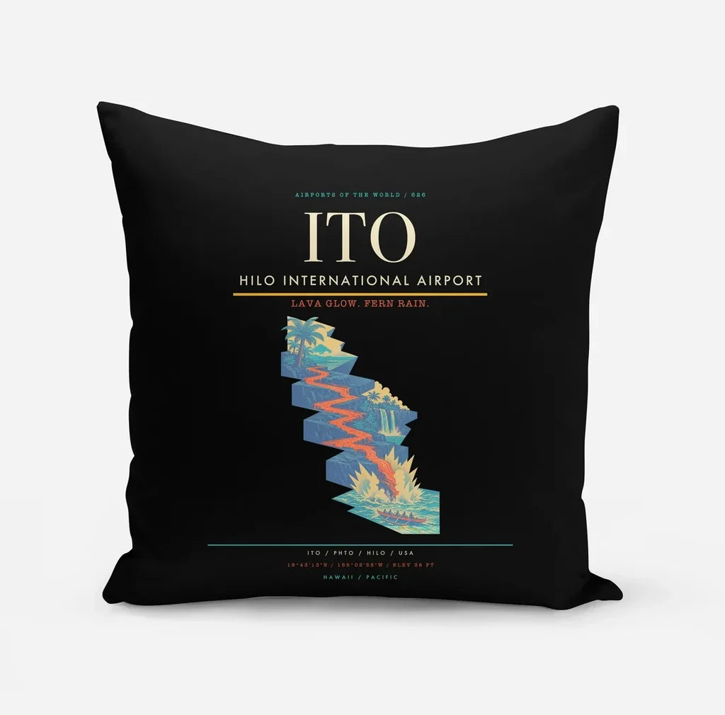 Hilo International Airport (ITO) design on black pillow
