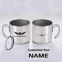 Thumbnail for Boeing 707 Silhouette aviation design on portable mug, vacuum-insulated double-wall.