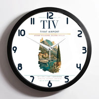 Thumbnail for Tivat Airport (TIV) design on white framed wall clock