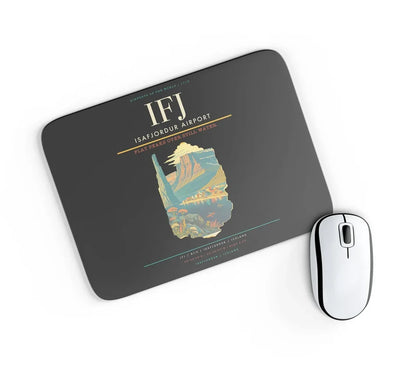 Isafjordur Airport (IFJ) design on black rectangle mouse pad