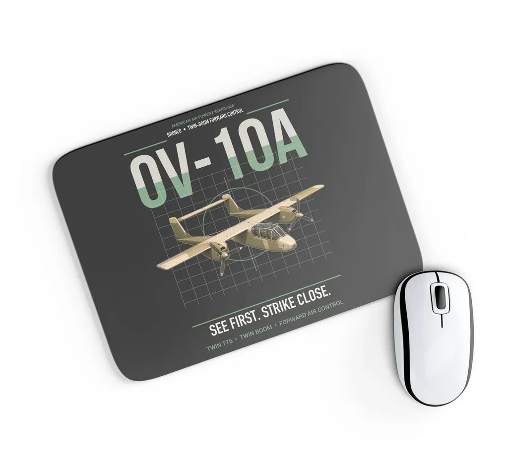 OV-10A Bronco design on black rectangle mouse pad
