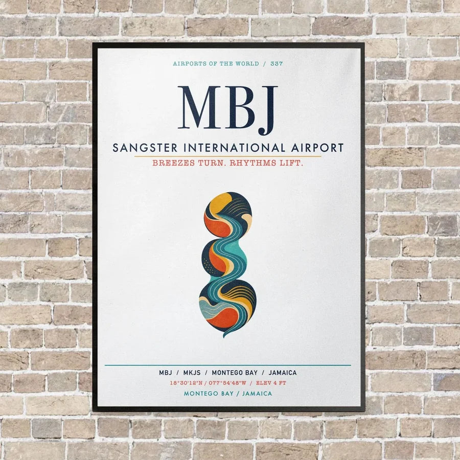 Sangster International Airport MBJ vertical canvas print - framed - white background