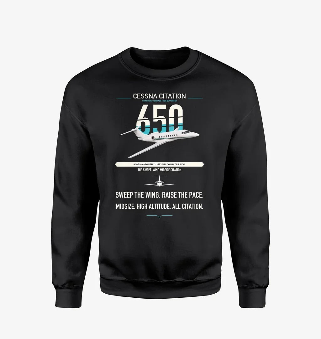 Cessna Citation 650 - Citation III design on black sweatshirt