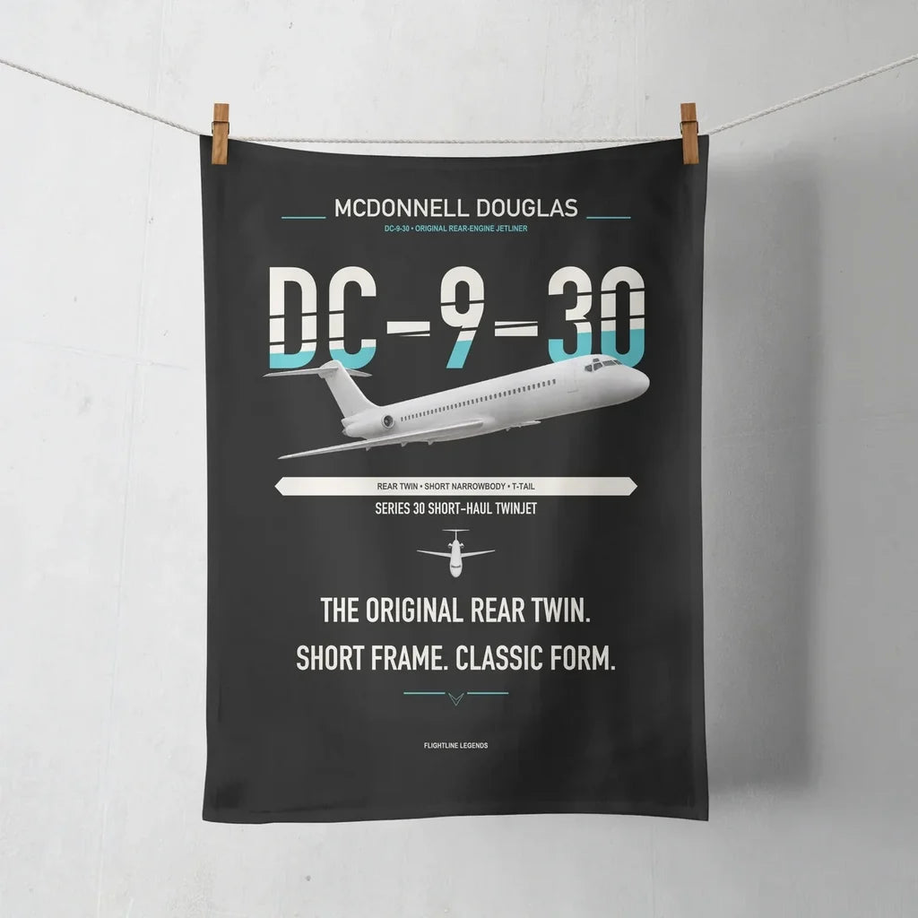 McDonnell Douglas DC-9-30 design on black towel
