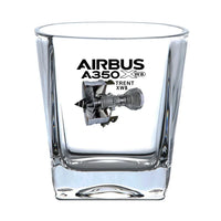 Thumbnail for Airbus A350 & Trent Wxb Engine aviation design on whiskey glass, crystal-clear premium glassware.