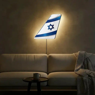 EL AL Israel Airlines aviation design on durable metal with LED aircraft tail wall art.