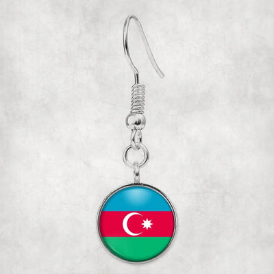 Side view of Azerbaijan Flag aviation earrings in hypoallergenic alloy, polished finish.