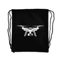 Thumbnail for Drone Silhouette aviation design drawstring bag, lightweight polyester construction.