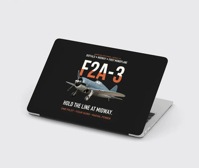 F2A-3 Buffalo Hold the Line at Midway design on black MacBook case