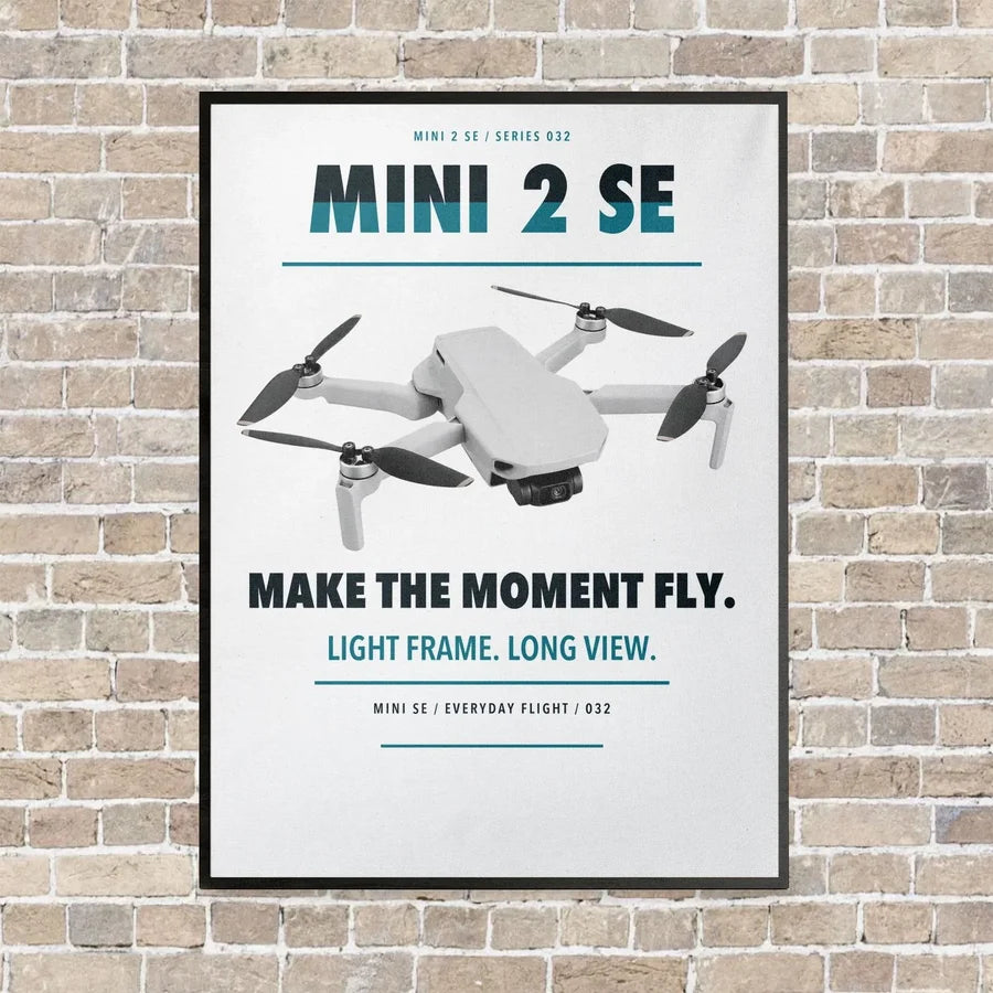 DJI Mini 2 SE vertical canvas print - framed - white background