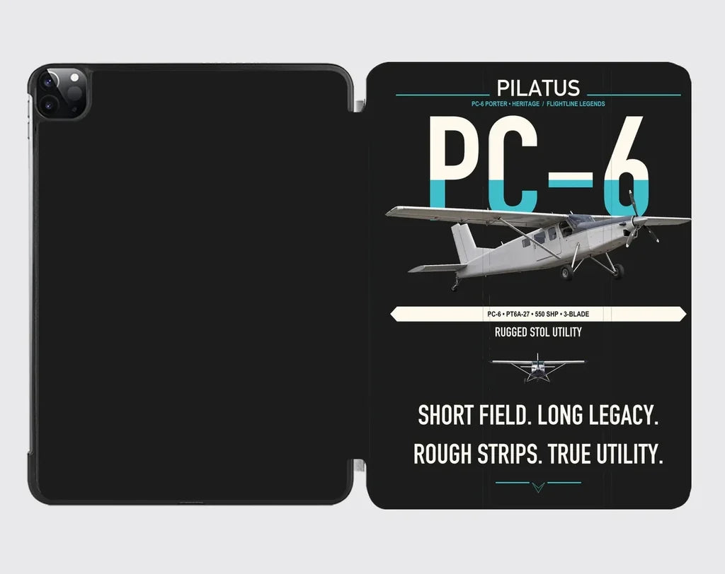 Pilatus PC-6 Porter design on black ipad tablet case
