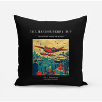 Thumbnail for VINTAGE G4361 - The Harbor Ferry Hop - Designed Pillows design on black