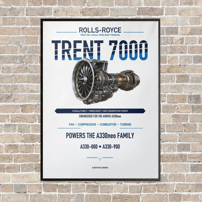 TRENT 7000 vertical canvas print - framed - white background