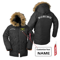 Thumbnail for Special BOEING Text aviation design printed on heavyweight shell with hooded warmth parka bomber.