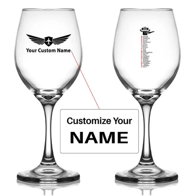 Customisable Aviation Alphabet Wine Glass