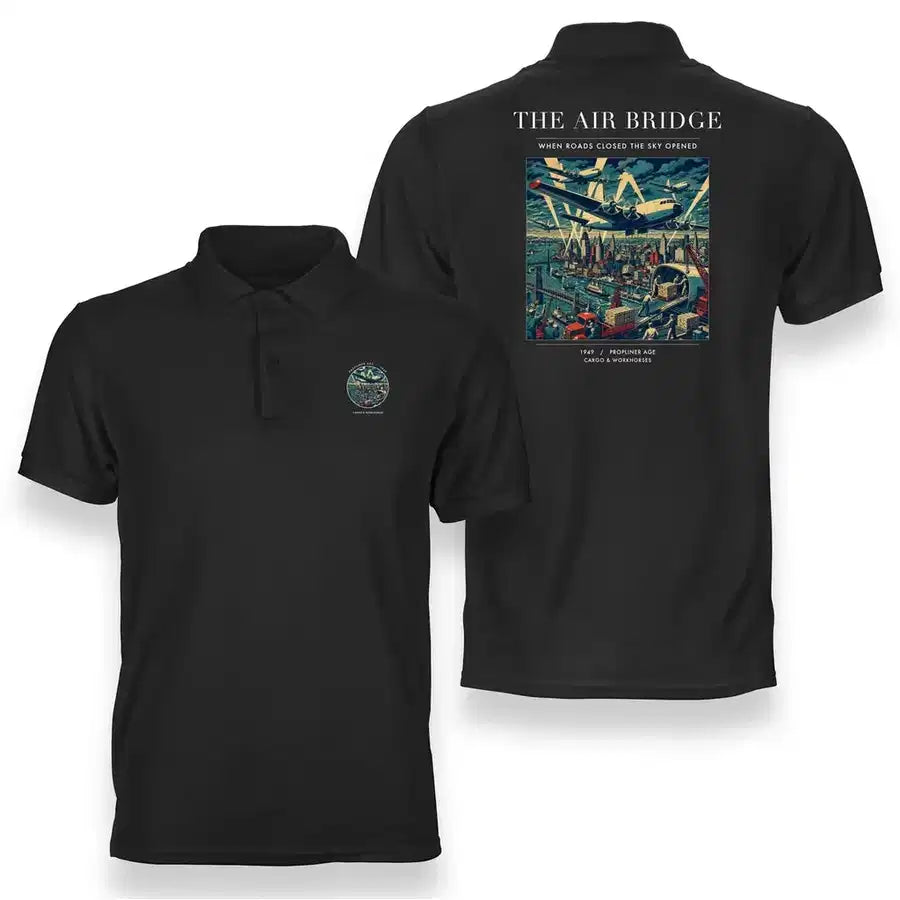 VINTAGE G4099 - The Air Bridge - Double-Side Polo T-Shirt design on black