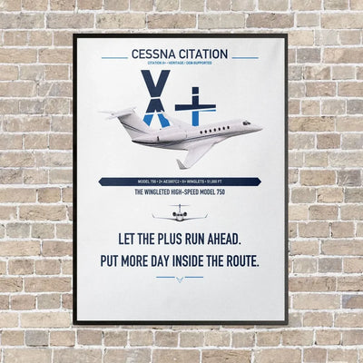 Cessna Citation X+ vertical canvas print - framed - white background