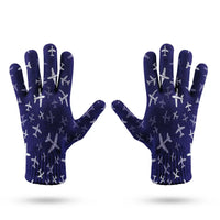 Thumbnail for Different Sizes Seamless Airplanes aviation design on soft knit fabric gloves.