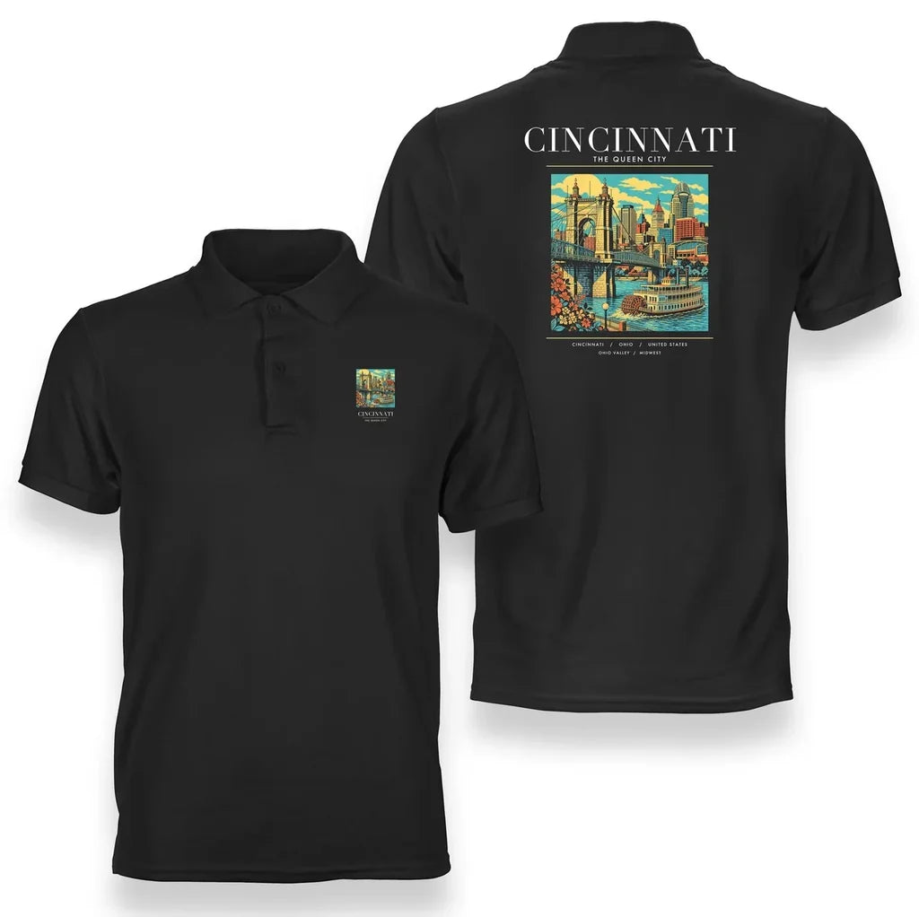 CINCINNATI - Poster - Double-Side Polo - Black