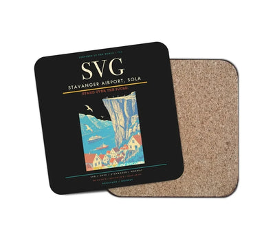 Stavanger Airport, Sola (SVG) design on black 1 piece coaster