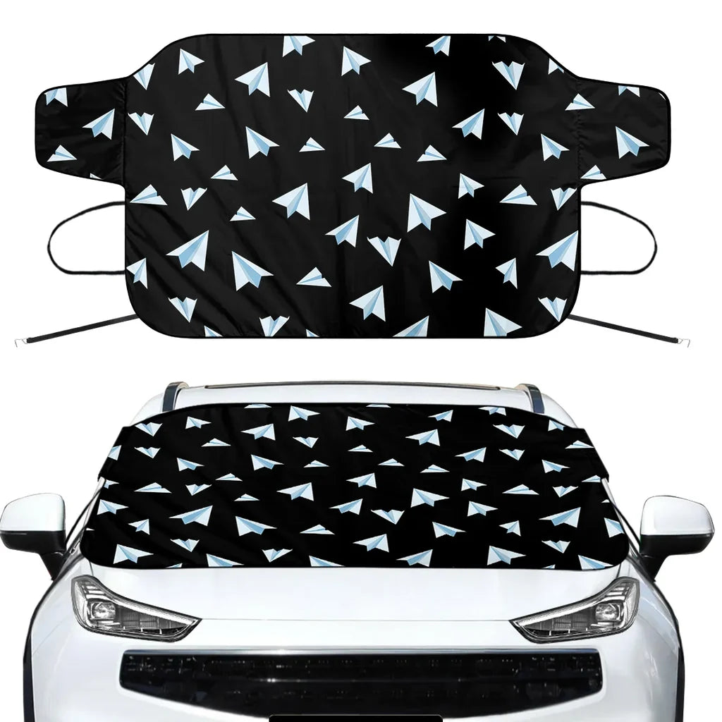 Paper Airplanes (Black) Car aviation design on car windshield cover.
