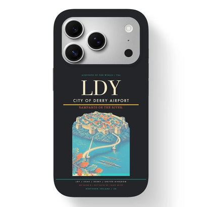 Derry Airport (LDY) design on black iPhone 17 Pro MagSafe case
