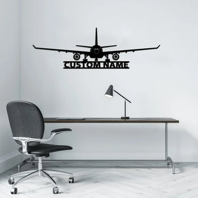 Airbus A330 Silhouette aviation design on durable metal with painted finish metal wall sign.
