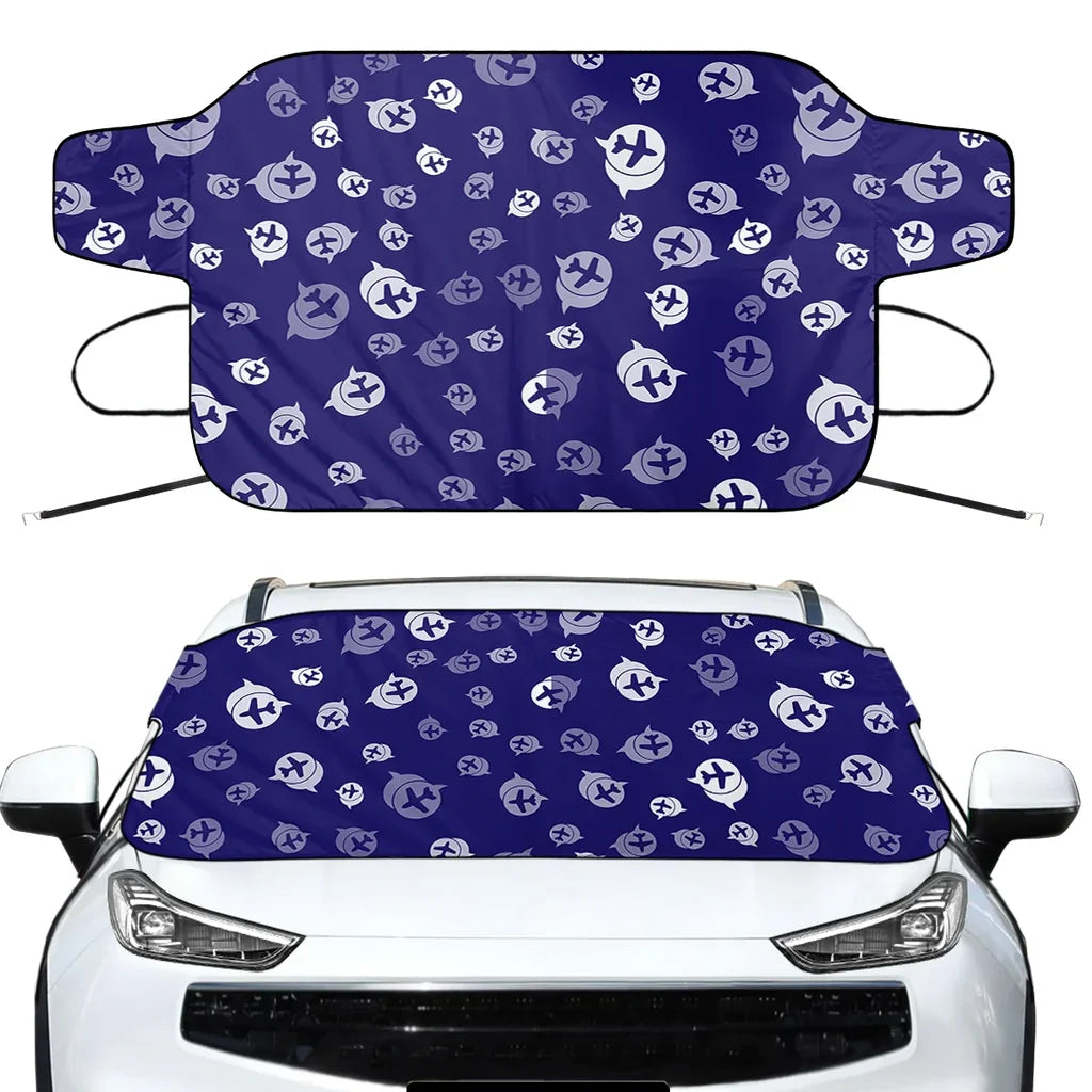 Airplane Notification Theme Car aviation design on car windshield cover.