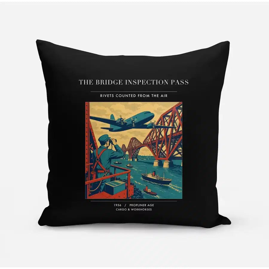 VINTAGE G4482 - The Bridge Inspection Pass - Designed Pillows design on black
