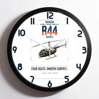 Thumbnail for Robinson R44 Raven II design on white framed wall clock