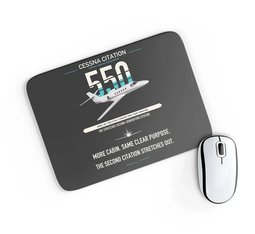 Cessna Citation 550 - Citation II design on black rectangle mouse pad