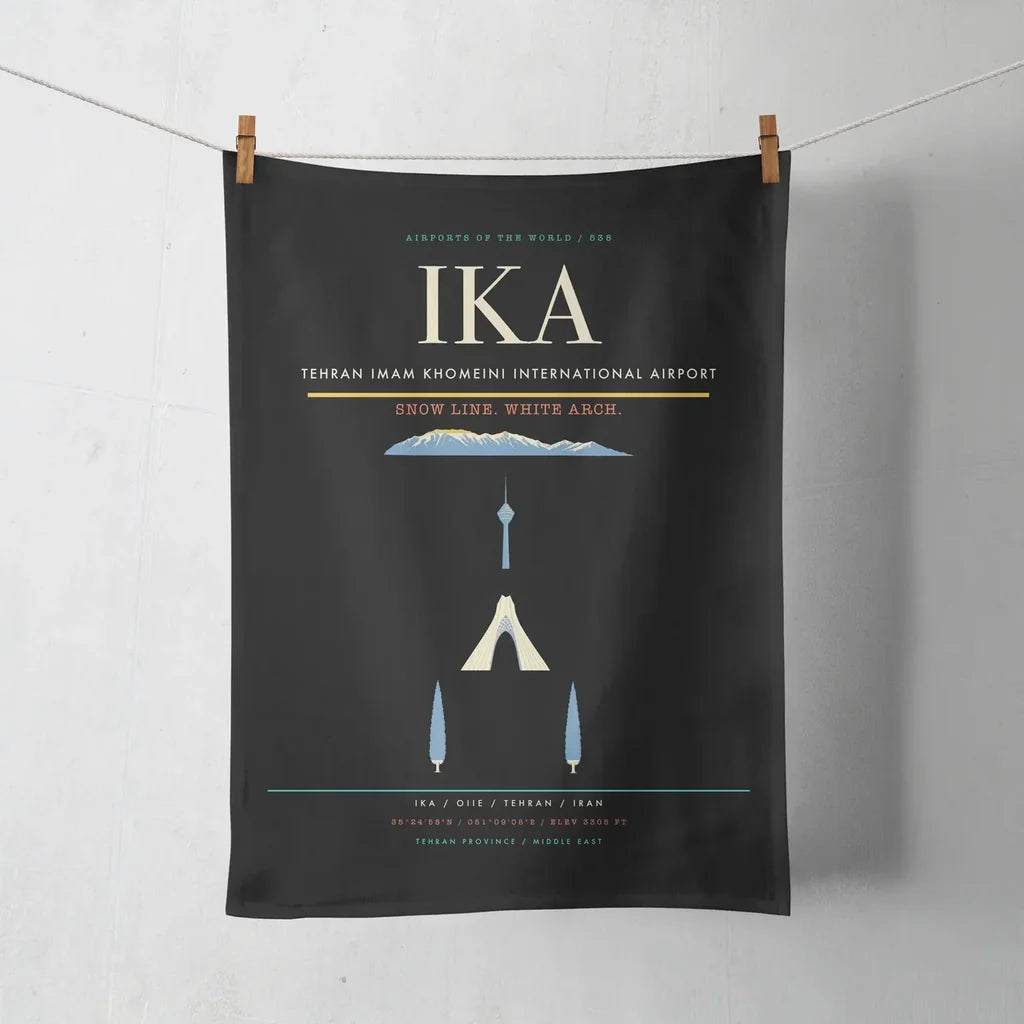Tehran Imam Khomeini International Airport (IKA) design on black towel