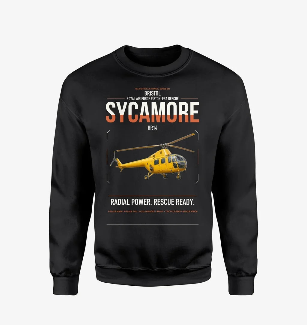 Bristol Sycamore HR14 design on black sweatshirt