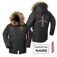 Thumbnail for Airplane Shape Aviation Alphabet aviation design printed on heavyweight shell with hooded warmth parka bomber.