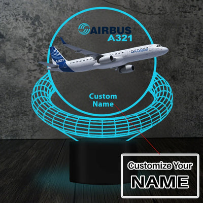 Airbus A321 aviation design on premium acrylic with LED 3D night lamp.
