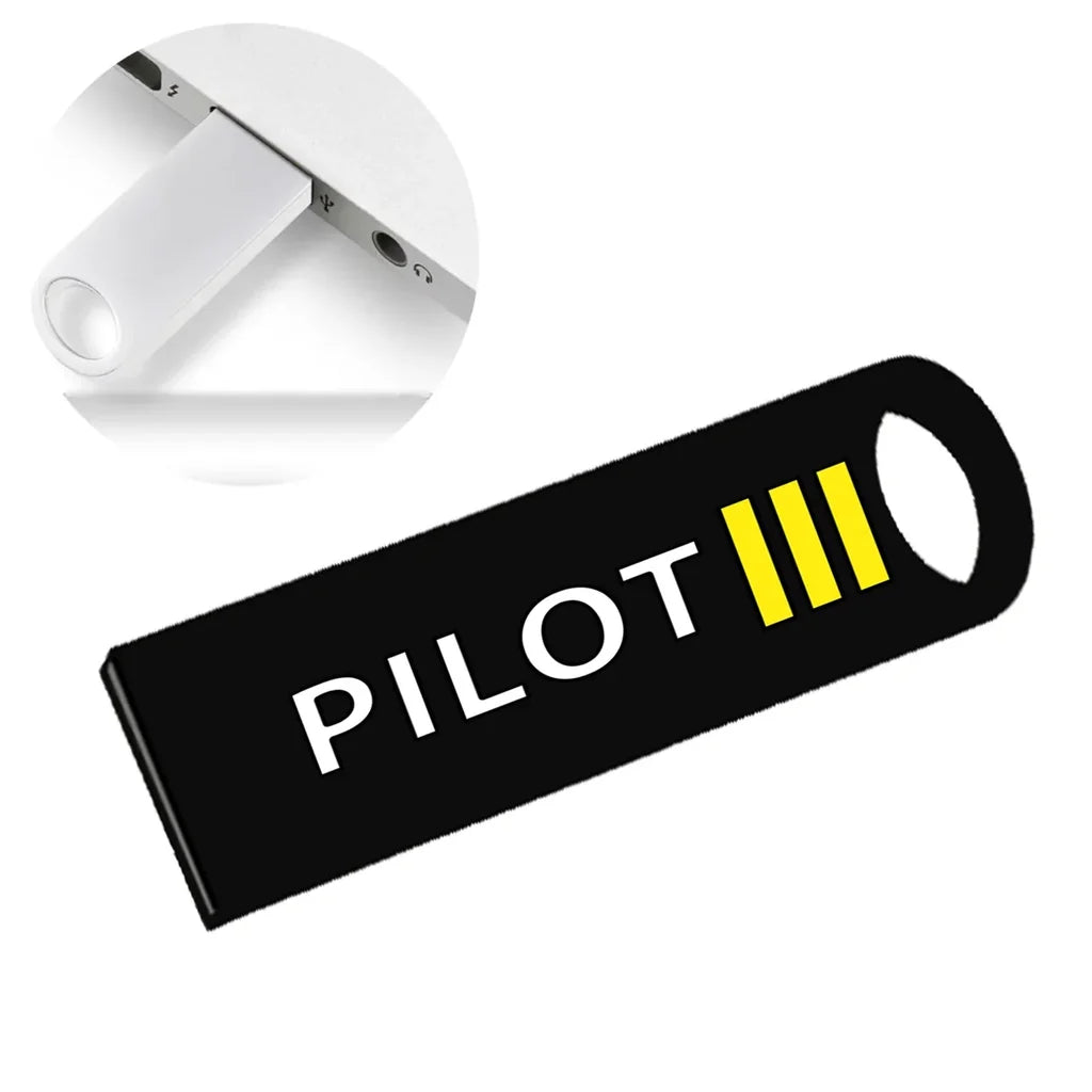 Pilot & Stripes (3 Lines) aviation design on durable waterproof casing waterproof USB device.