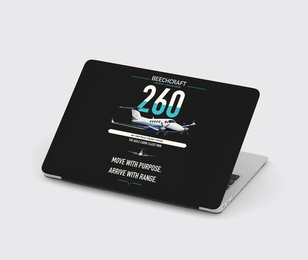 Beechcraft King Air 260 design on black MacBook case