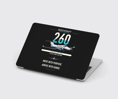 Beechcraft King Air 260 design on black MacBook case