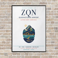 Thumbnail for Queenstown Airport ZQN vertical canvas print - framed - white background
