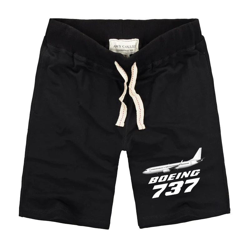 The Boeing 737 aviation design on soft cotton shorts.