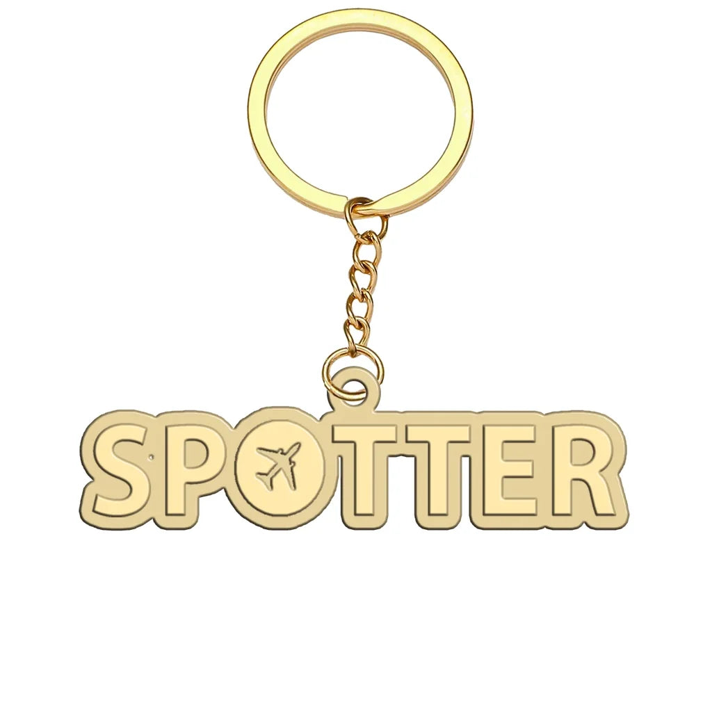 Spotter aviation hollow key chain in polished alloy.