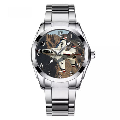 Amazing Show by Fighter Jet 16 aviation watch with stainless steel band, stainless steel body with engraved detail.