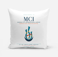 Thumbnail for Kansas City International Airport (MCI) design on white pillow