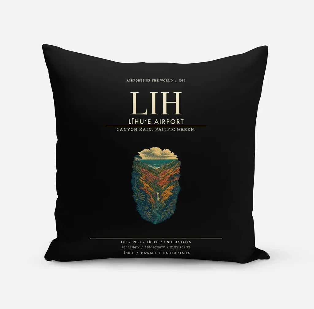 Līhuʻe Airport (LIH) design on black pillow