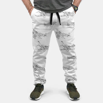 Super Aircrafts aviation design on soft cotton blend 3D-printed sweatpants.