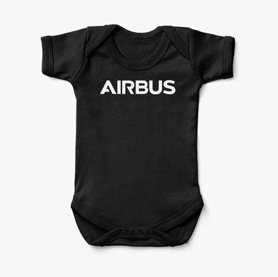 Airbus & Text aviation print on kids gentle cotton bodysuit.